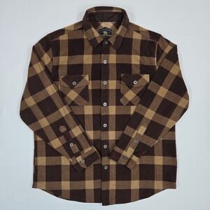Freedom Foundry Men Plaid Flannel Shirt L Brown Tan Cabin Lodge Workwear